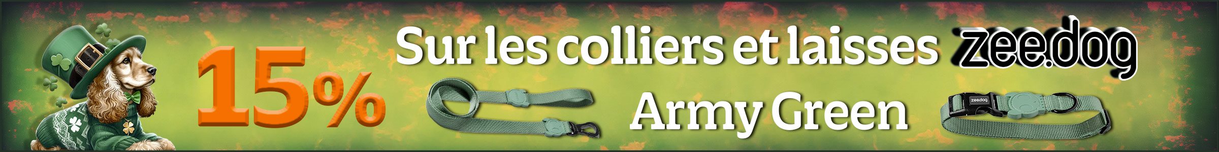 Zee dog - collier et laisse army green